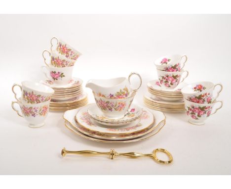 Colclough &amp; Queen Anne - Two vintage 20th century part tea services sets. Comprising of cake stand, cake plates, sugar bo