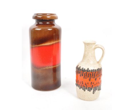 West German Pottery - A mid 20th century West German ceramic vase and jug. The vase marked ' 517-30 ' to base, with brown and