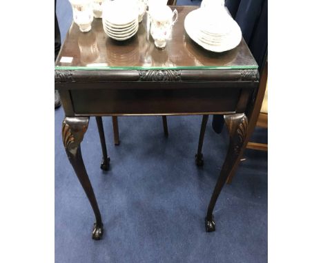 MAHOGANY TURNOVER CARD TABLE