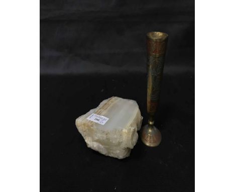 LOT OF ASIAN ITEMSincluding hardstone and brass pieces, and a silver dumpy candlestick