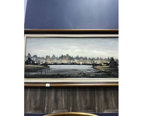 LEONARD KINGWOODHARBOUR TOWNoil on panel, signed with initials, dated verso 1990Framed