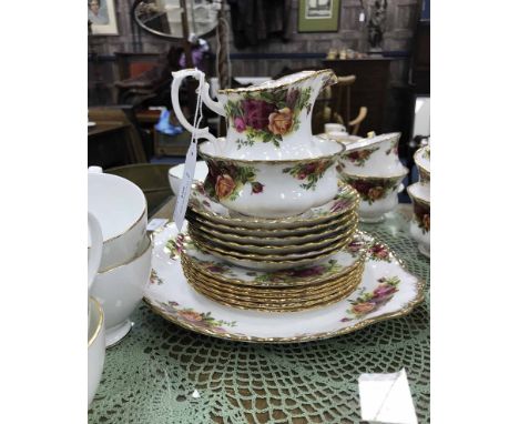 ROYAL ALBERT 'OLD COUNTRY ROSES' HALF TEA SERVICE along with a Royal Grafton half tea service 