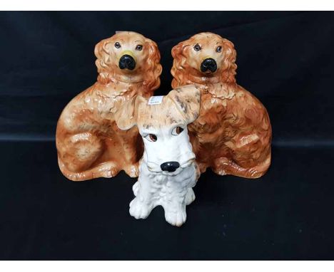 PAIR OF WALLY DOGS AND ANOTHER CERAMIC DOG (3) 