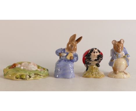 Royal Albert Beatrix Potter Bp Figures to include Cottontail, Gentle Mouse Made a Bow, Timmy Willie Sleeping &amp; Mother Lad