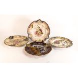 Four Carlton ware Ivory Blushware reticulated plates in the Camelia, Regalia, Carnation and Floral