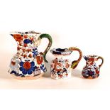 Gaudy Welsh Ironstone hydra jug impressed Ironstone China to base together with two Masons Japan