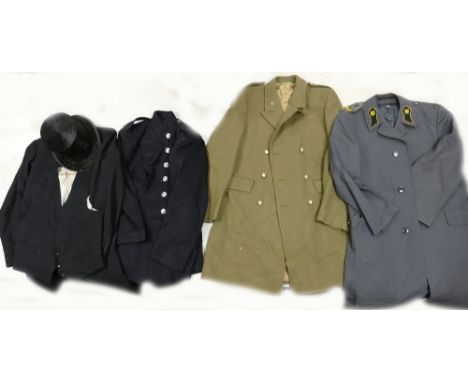 A collection of clothing items to include Lincoln Bennett &amp; co top hat and tails jacket with waistcoat, gloves, scarf, Fi