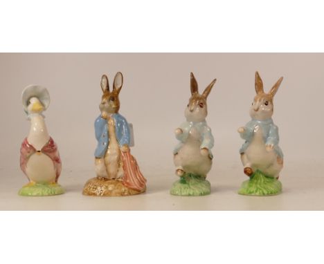 Beswick Beatrix Potter BP9 figures to include Peter and the Red Handkerchief, Peter Rabbit, Jemima Puddle-duck and BP1b Peter