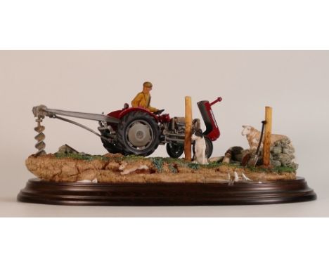 Country Artists Tractor Models 'Securing the Field', by Keith Sherwin, limited edition, length of base 35cm - dog's foot brok
