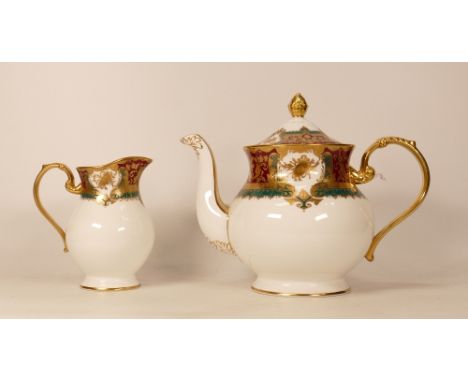 Large De Lamerie Fine Bone China heavily gilded Special Commission  for Sergey &amp; Galina Tulub patterned Teapot &amp; Milk