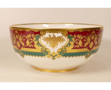 Large De Lamerie Fine Bone China heavily gilded Special Commission  for Sergey &amp; Galina Tulub patterned Fruit Bowl, speci