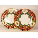 Two Large De Lamerie Fine Bone China heavily gilded Special Commission for AL Mirqab with Personal