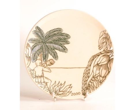 Moorcroft undecorated master plate in the Birth of light pattern. Dated 7/5/99, Diameter 22cm. 