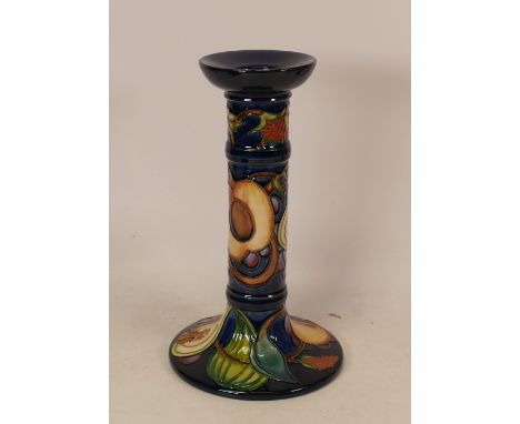 Moorcroft Queens choice candlestick. Height 21cm, dated 2000. Silver lined seconds 
