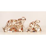 Royal Crown Derby paperweights Bengal Tiger and Bengal Cub