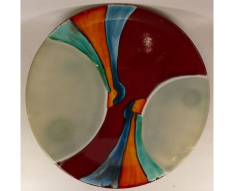 large Poole Pottery 'Aurora' pattern charger. Stamped to base. Diameter 40.5cm 