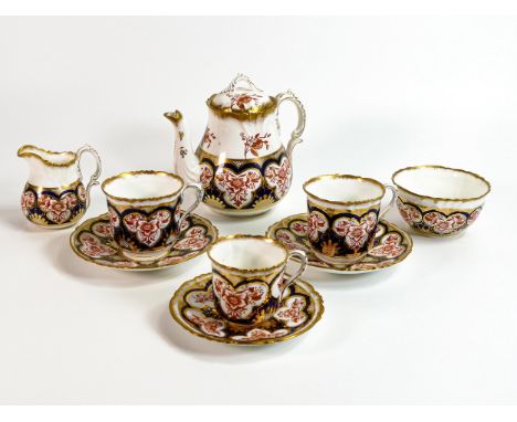 Wileman &amp; Foley part tea for two set. Pattern 7019 to include tea pot, 2 cups &amp; saucers, cream jug, sugar bowl and a 