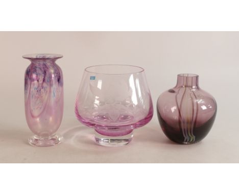 Three Caithness glass vases. Height of tallest 15.5cm 