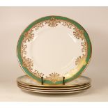 Five De Lamerie Fine Bone China heavily gilded Special Commission Dinner Plates , specially made