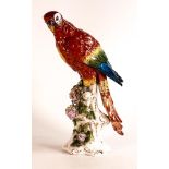 Capodimonte large sculpture of a Parrot, height 33cm - light petal damage.