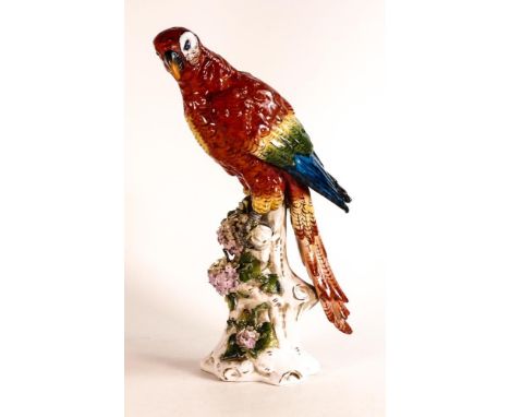 Capodimonte large sculpture of a Parrot, height 33cm - light petal damage. 