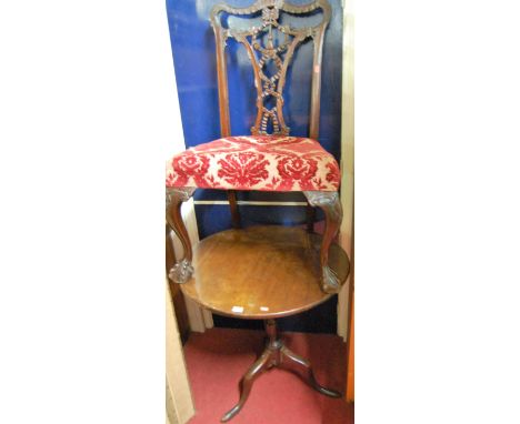 An early 19th century mahogany circular tilt-top pedestal tripod table; together with a Chippendale style mahogany single din