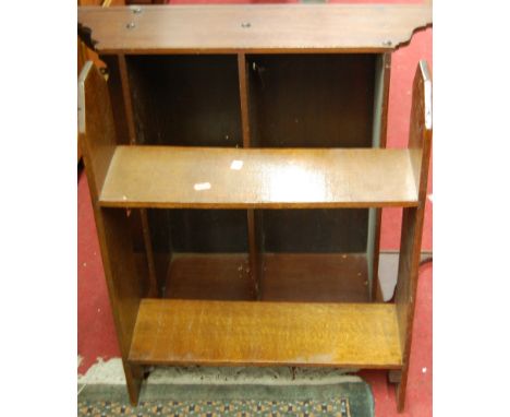 An oak two tier hanging wall shelf, and one other three tier example (2)