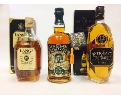 LANG'S SELECT 12 YEARS OLD
Blended Scotch Whisky. 
75cl, 43% volume, in carton. 
ANTIQUARY 12 YEARS OLD
Blended Scotch Whisky