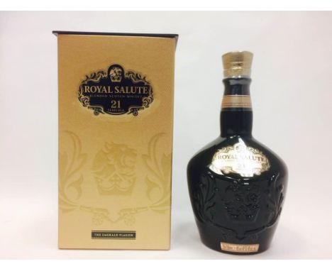 ROYAL SALUTE 21 YEARS OLD - EMERALD 
Blended Scotch Whisky. 
70cl, 40% volume, in ceramic flagon, felt pouch and box.  CONDIT