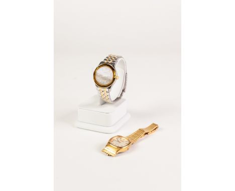 LADY'S TISSOT PR50 QUARTZ WRIST WATCH, with partially gilt stainless steel case and strap, waterproof and with sapphire cryst