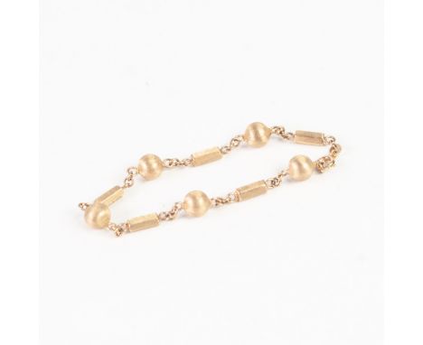 9ct GOLD BRACELET, bead and bar pattern with chain links and ring clasp, 7.3gms and an  ISRAELI GOLD PLATED 'STAR OF DAVID' P