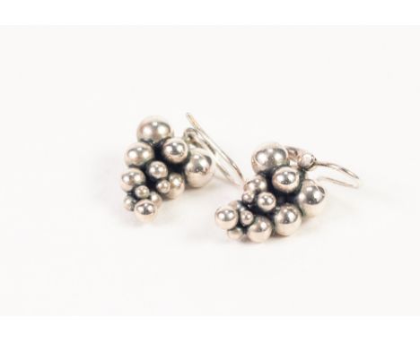 PAIR OF GEORG JENSEN SILVER EARRINGS 'Moonlight Grapes', marked 'G. J. 9255'