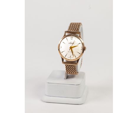 GENTS ACCURIST 9ct GOLD WRIST WATCH, with 21 jewels movement, circular silvered dial with batons and sweep seconds hand and 9
