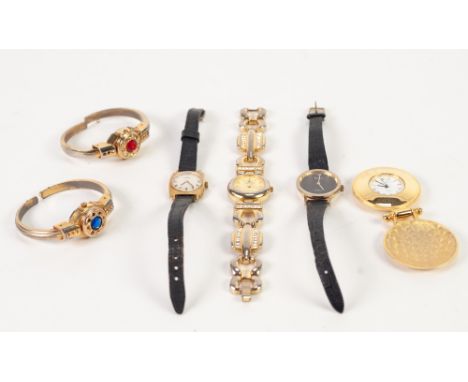 LADY'S 'MORTIMA' GOLD PLATED SPRUNG BANGLE WRIST WATCH, with 17 jewel movement, circular Arabic dial with sprung cover, A SIM