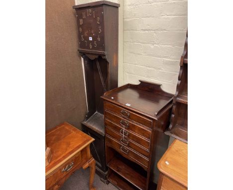 Edwardian mahogany five drawer music cabinet and 1920's oak clock case (2).