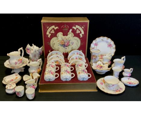 Royal Crown Derby 'Derby Posies' pattern including boxed coffee set of six cups and saucers, milk jugs, trinket dishes, plate
