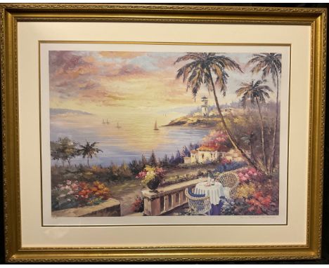 Shari Bohlmann, Terrace of the Sun, lithograph, 79cm wide, 59cm high, signed, Limited Edition No.212 of 375 