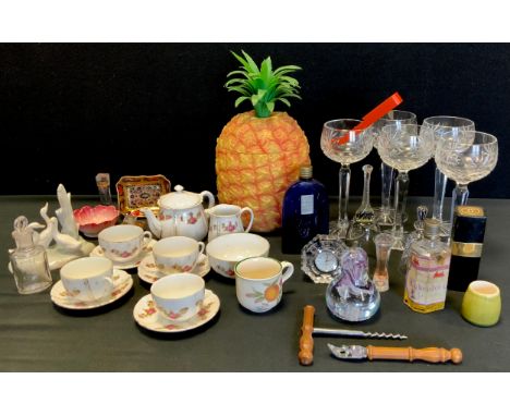 Ceramics &amp; Glass - Royal Crown Derby 11128 imari pin dish;  Nao Geese;  Waterford crystal clock, scent bottles part tea s