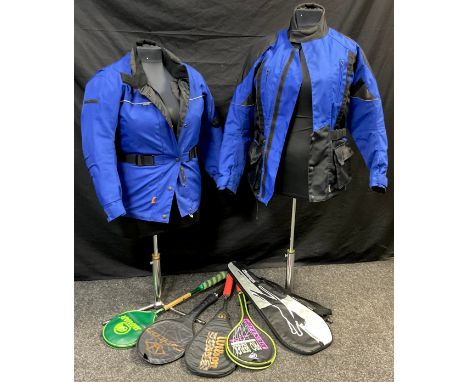 A Men’s ‘Frank Thomas’ motorcycle jacket, medium, a matching Ladies jacket, Frank Thomas ‘Arma Sport’, size 12;  Slazenger Pr