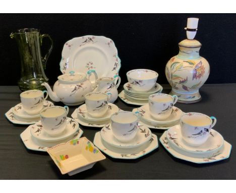 A Paragon pattern' Two for joy'  tea service for six including six tea cups and saucers. tea pot, milk jug , sugar bowl; etc 