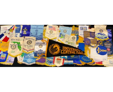 Rotary Club Pennants. GB and international inc Tampa Florida, Nairobi South, Santa Barbara, Klienburg, Nottingham East ,Alexa