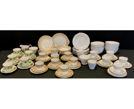 Royal Worcester ' Classic Platinum' comprised of eight bowls and sandwich plates; Elizabethan 'swiss cottage' pattern tea set
