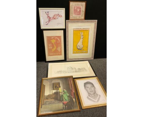 Pictures and prints - Geldart, Architectural study, signed limited edition print, 30/100;  vintage woodblock print, Vietnam, 