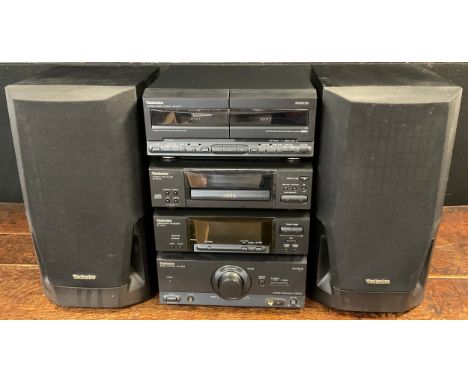 A Technics stereo stacking system - Stereo Amplifier SE-CH540, Tuner/sound processor ST-CH540, CD Player, SL - CH570, cassett