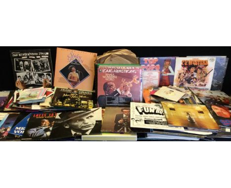 Vinyl records/Lps and singles  including Louis Armstrong the greatest hits, What a wonderful world, Frank Sinatra Twenty gold