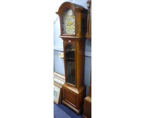 BRAVINGTONS LTD. LONDON, EARLY TWENTIETH CENTURY MAHOGANY LONGCASE CLOCK, the 11" brass dial with silvered chapter rig, matte