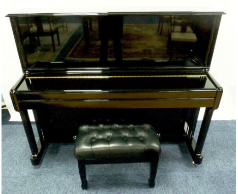 WINCHESTER, MODEL UP-123, NO. 17891 UPRIGHT GRAND PIANOFORTE, iron framed and overstrung, in black lacquered case, 5' wide, 4