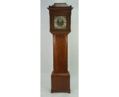 LATE EIGHTEENTH CENTURY MAHOGANY CROSSBANDED OAK LONGCASE CLOCK, signed Benj (ami) n Barlow, Ashton (Under Lyne), the 12 1/2"