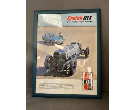 A vintage Castrol GTX The Complete Engine Protector poster featuring a Sunbeam and a Peudine Sands 67cm x 97cm 