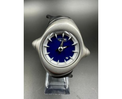 A gentleman's Oakley wrist watch with a black rubber strap and blue enamel face 